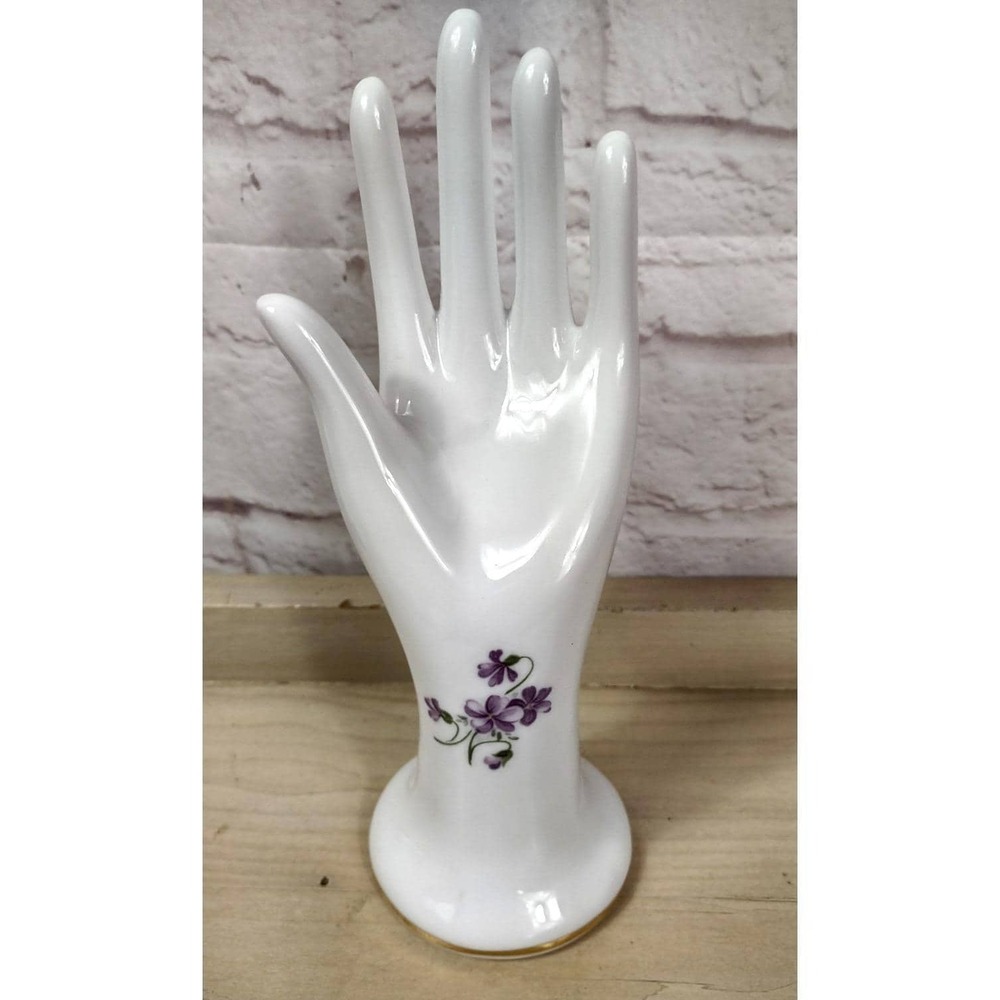 Vintage Formalities Porcelain Ring Holder Hand By Baum Bros Violet Flowers